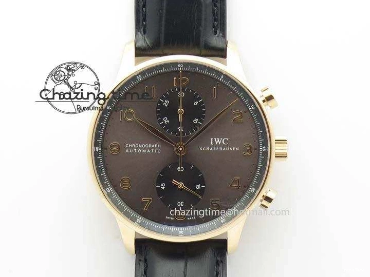MIROTIME 0325 Classic Portuguese IW371482 ZF 1:1 Best Edition RG Gray Dial Gold Markers On Black Leather Strap A 7265